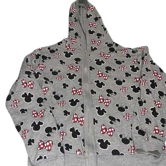 Disney Minnie Mouse 1928 Gray Zip-Up Hoodie Sweatshirt XL - Picture 2 of 6